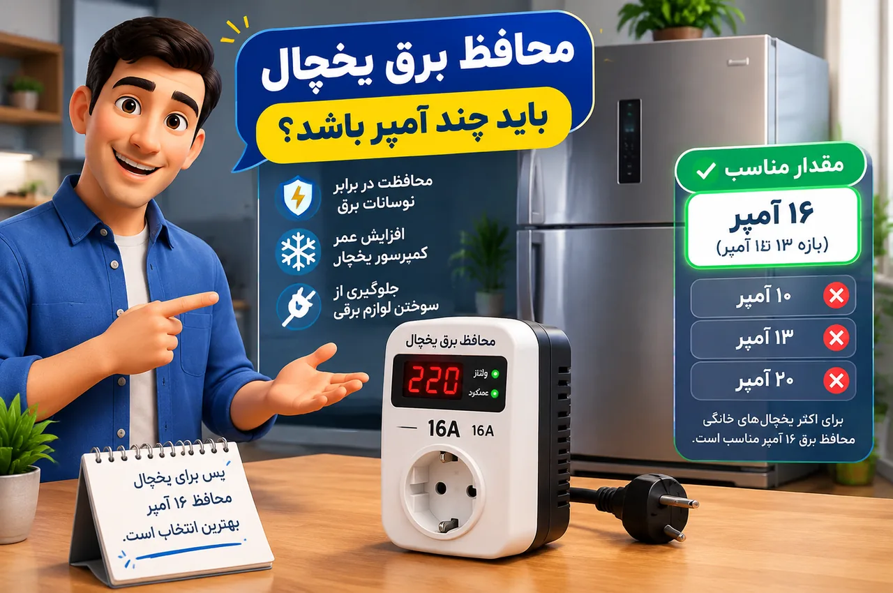 تفاوت آمپر محافظ با توان مصرفی یخچال چیست؟